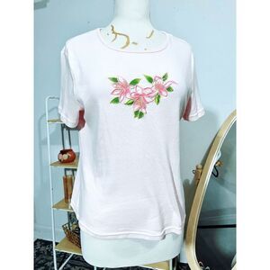 Retro Basic Editions Pink Embroidered Floral T-Shirt